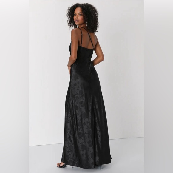 Lulu’s Regal and Refined Black Satin One-Shoulder Dress - Picture 3 of 7